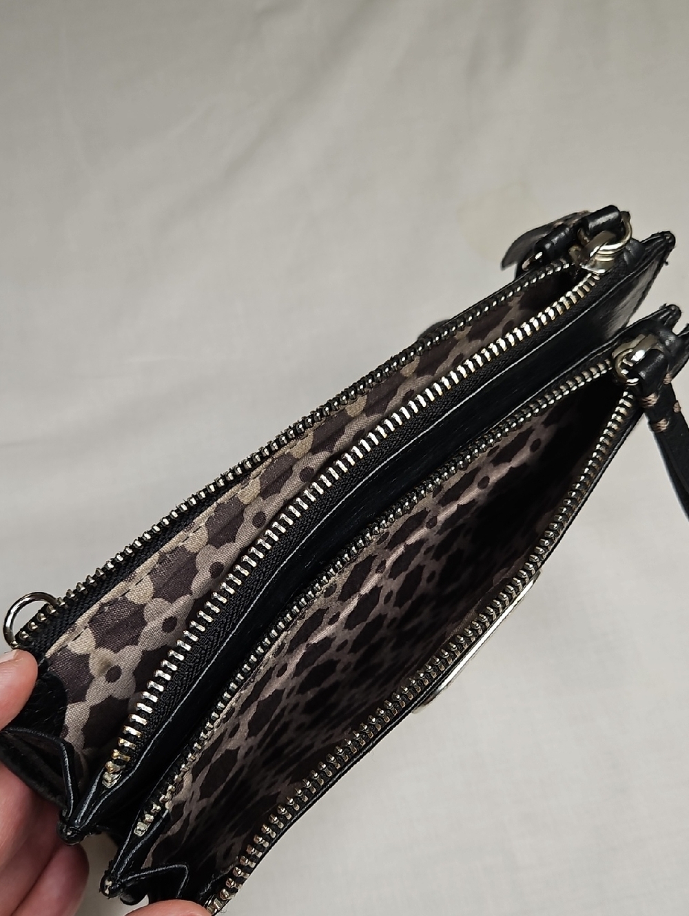 Brighton Black Leather Wallet/Organizer/Crossbody with Silver Accent - Picture 10 of 14